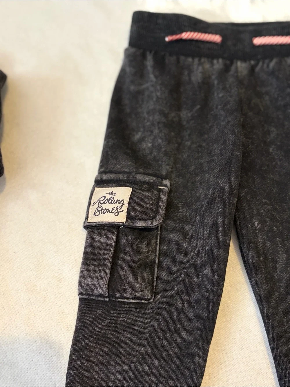 The Rolling Stones Black Hoodie Joggers Set with Red Plaid Tongue, Boy 12M.